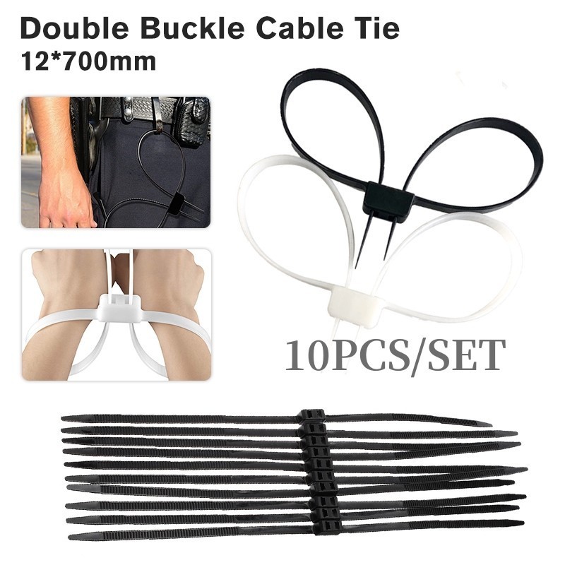 10Pc 12*700mm Plastic Police Handcuffs Double Flex Cuff Handcuffs Zip ...