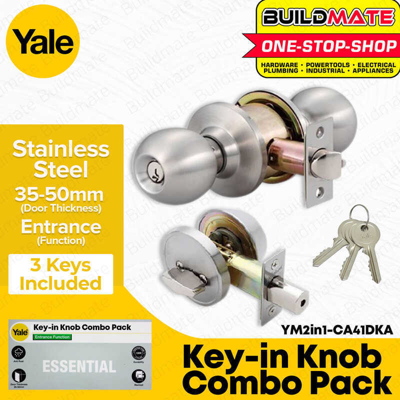 YALE Essential Series Entrance Keyed Alike Key In Knob Door + Deadbolt ...