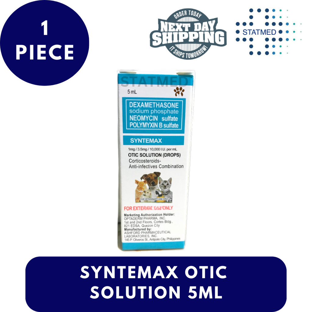 Syntemax Otic Solution Ear Drops & Eye Drops 5mL Poly Neo Dexa For Pets ...