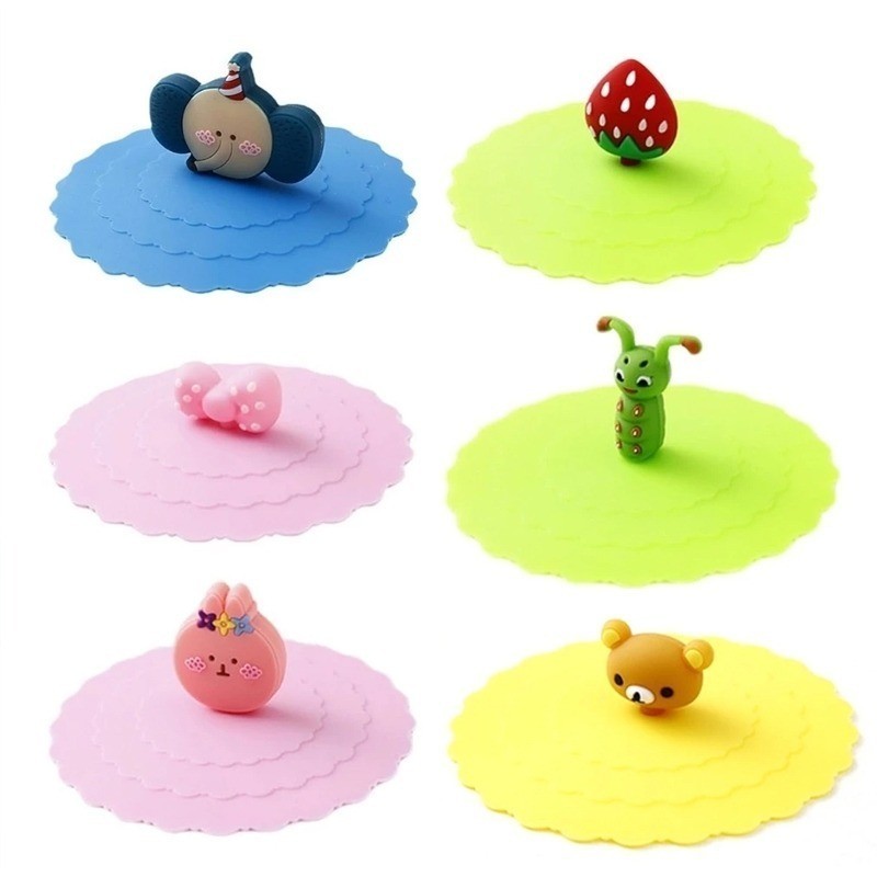 Dustproof Silicone Cup Lids Cover Anti-slip Cute Cartoon Water Cup ...