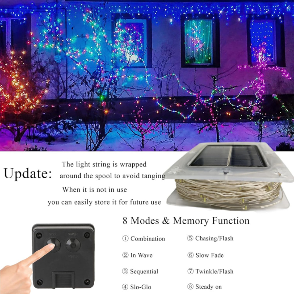 【COD]Solar String Lights Outdoor Waterproof with 8Modes for Home ...