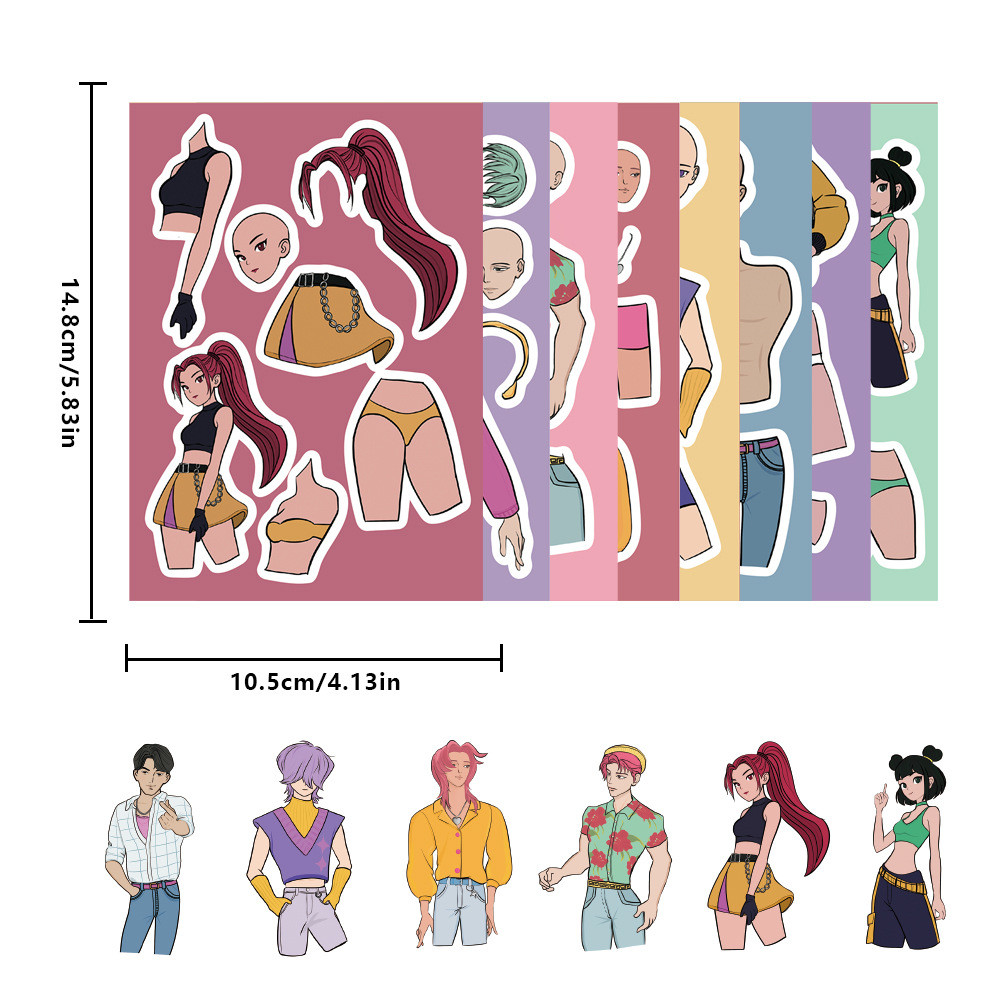 8pcs/set Kpop Demon Hunters Dress Up Stickers Children's Handmade ...
