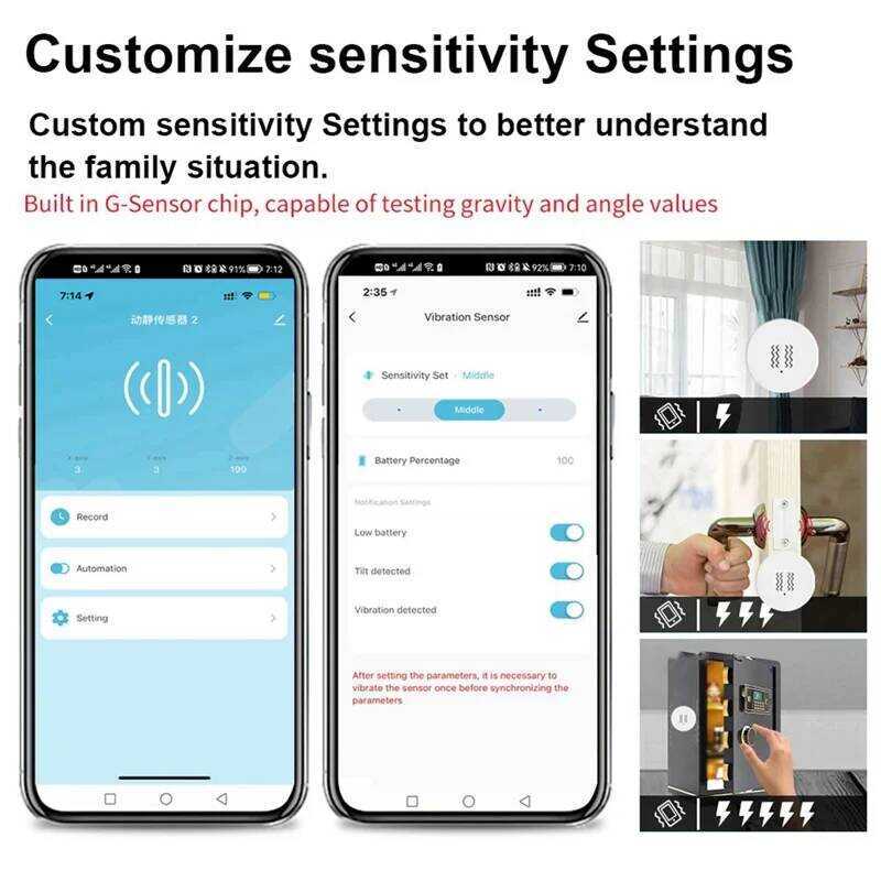 Excellent-Tuya Zigbee Smart Vibration Sensor Home Security Guard Real ...