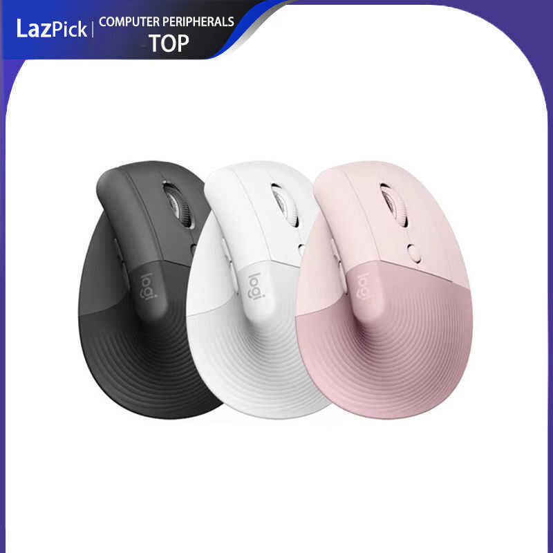 Logitech Lift Vertical Ergonomic Mouse Wireless Bluetooth Gaming Mice 6 ...