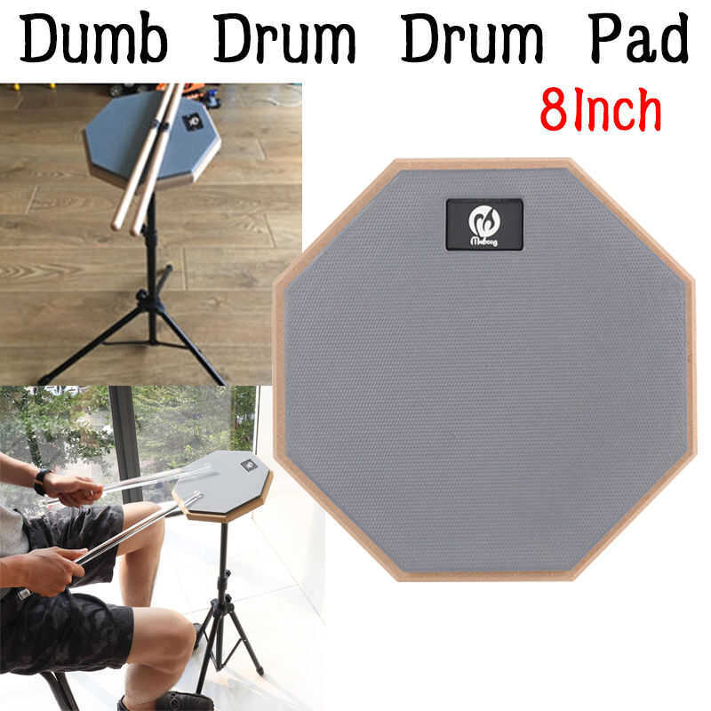 8 Inch Rubber Wooden Dumb Drum Practice Training Pad Music Instruments ...