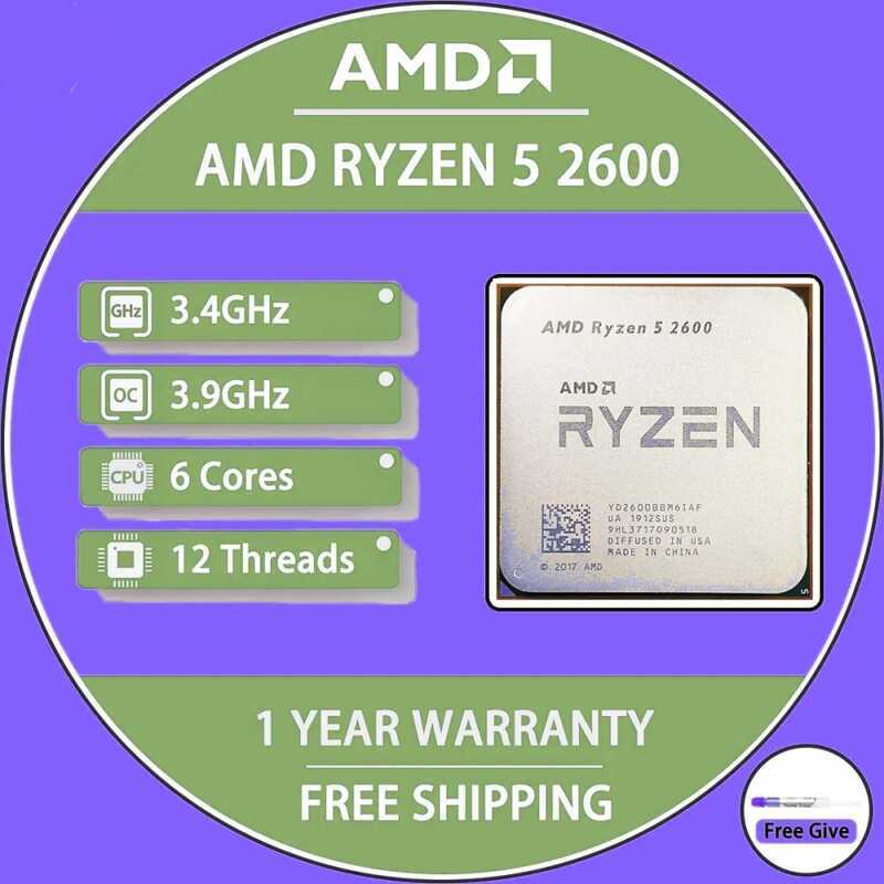 Used AMD Ryzen 5 2600 R5 2600 3.4 Ghz Six-Core Twee-Core 65W CPU ...