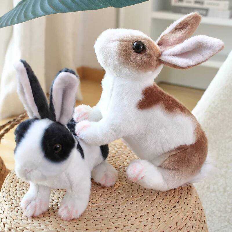 Colour 3 Simulation Kawaii Realistic Rabbit Plush Toy Lifelike Animal ...