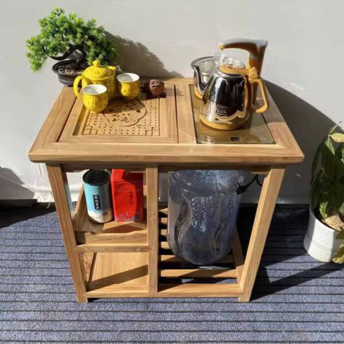 Movable Elm Wood Solid Wood Home Tea Table with Chairs Office Tea ...