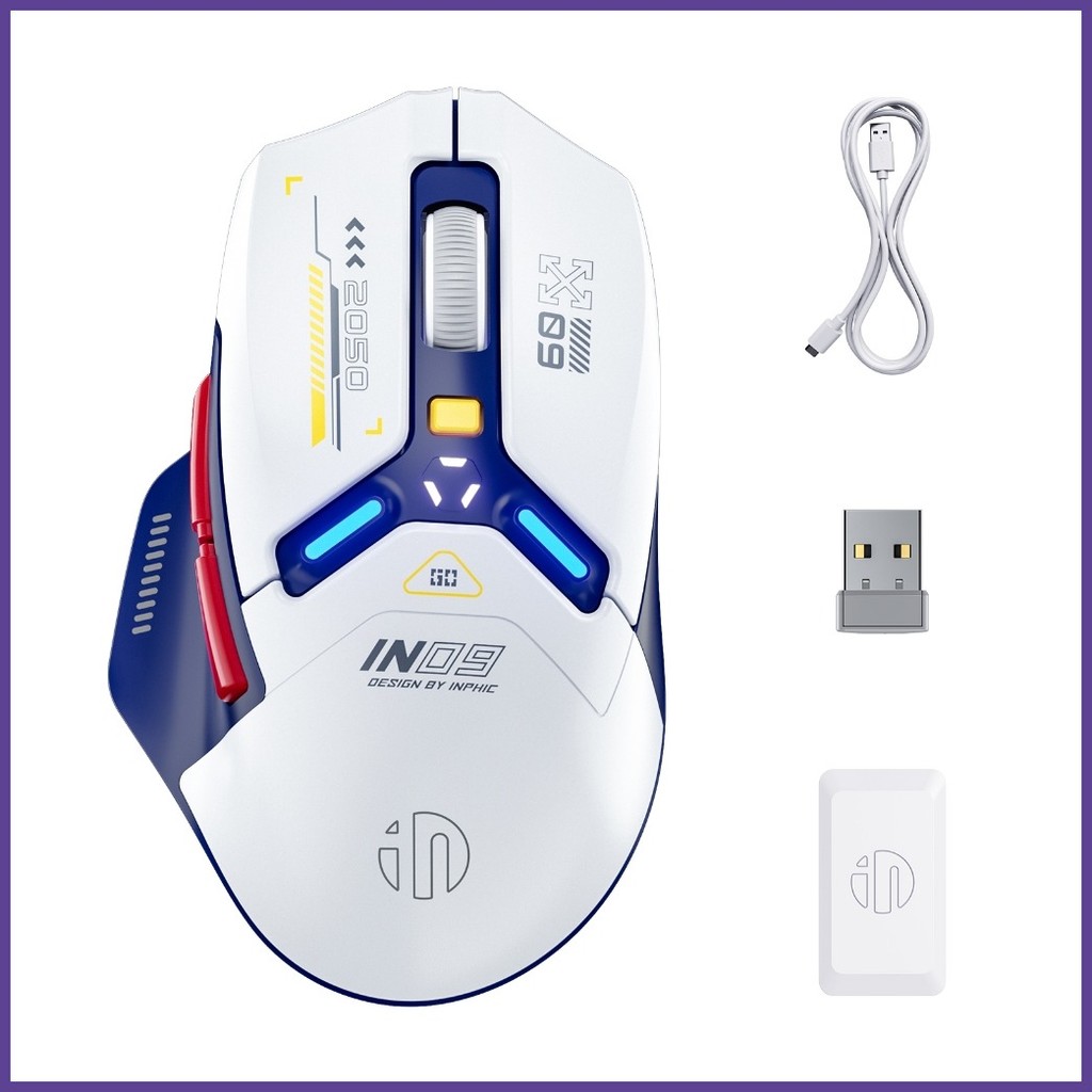 INPHIC IN9 Wired & Wireless Mouse Bluetooth Rechargeable RGB Lighting ...