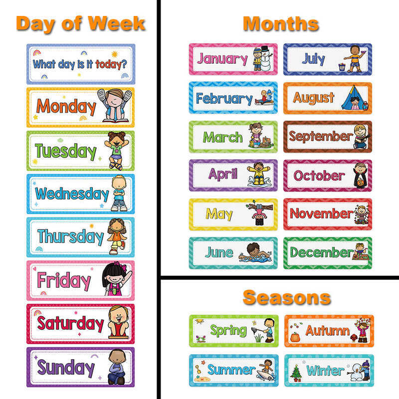 Kids Educational Flashcards Days Of The Week Seasons Month Year ...