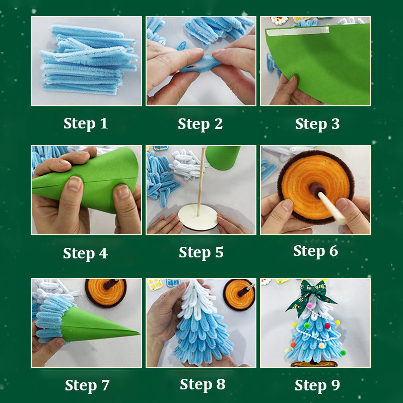DIY Colorful Christmas Tree Fuzzy Wire Set Handmade Material Tools Set ...