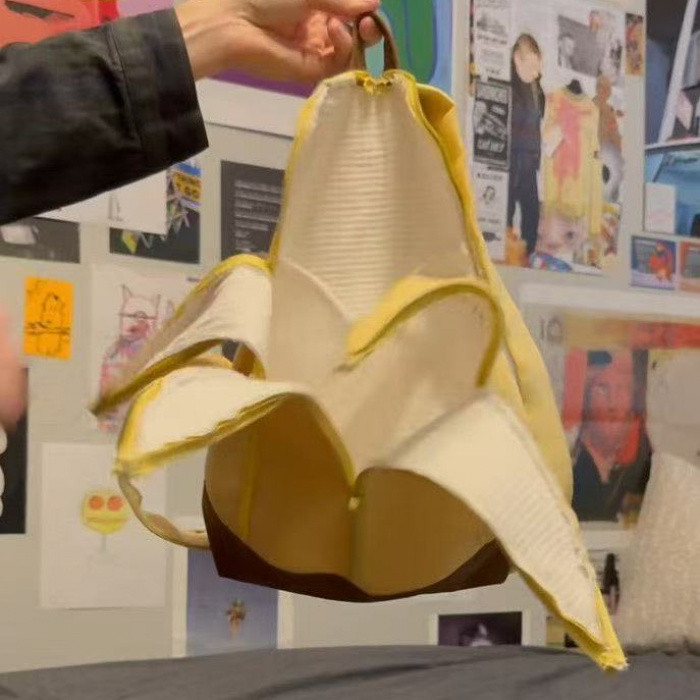 2026New Yellow Big Banana Backpack Creative Peel the Banana Doll Bag ...