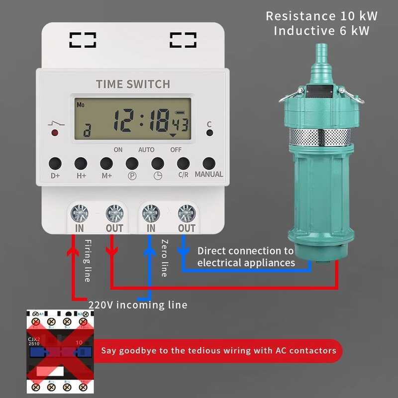 220V 60A/80A/100A Digital Timer Control Switch Weekly Programmable Time ...