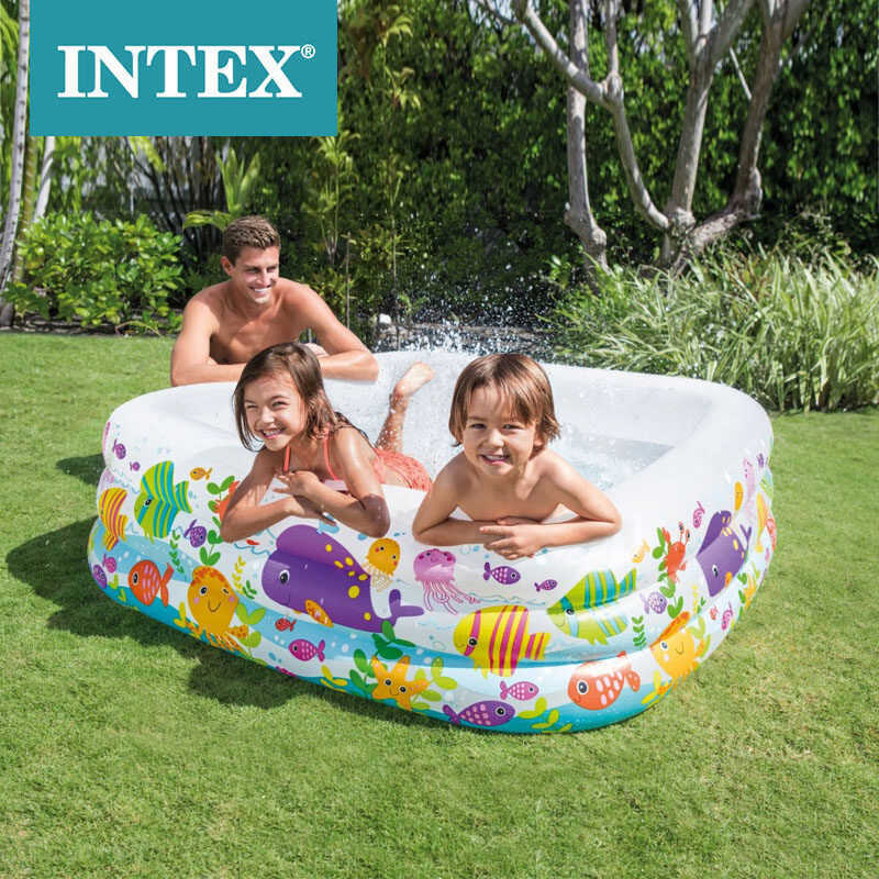 Intex 57471 Aquarium Pool Infant Square Inflatable Swimming Pool ...