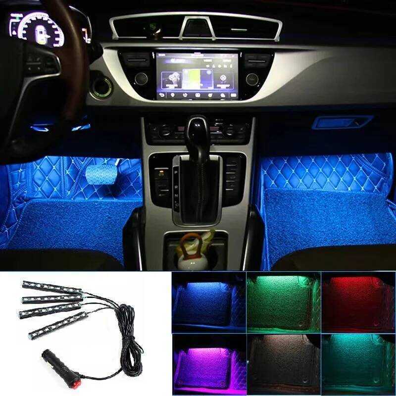 A 1Set Styling Foot Backlight Car Interior Decoration Light Blue With ...