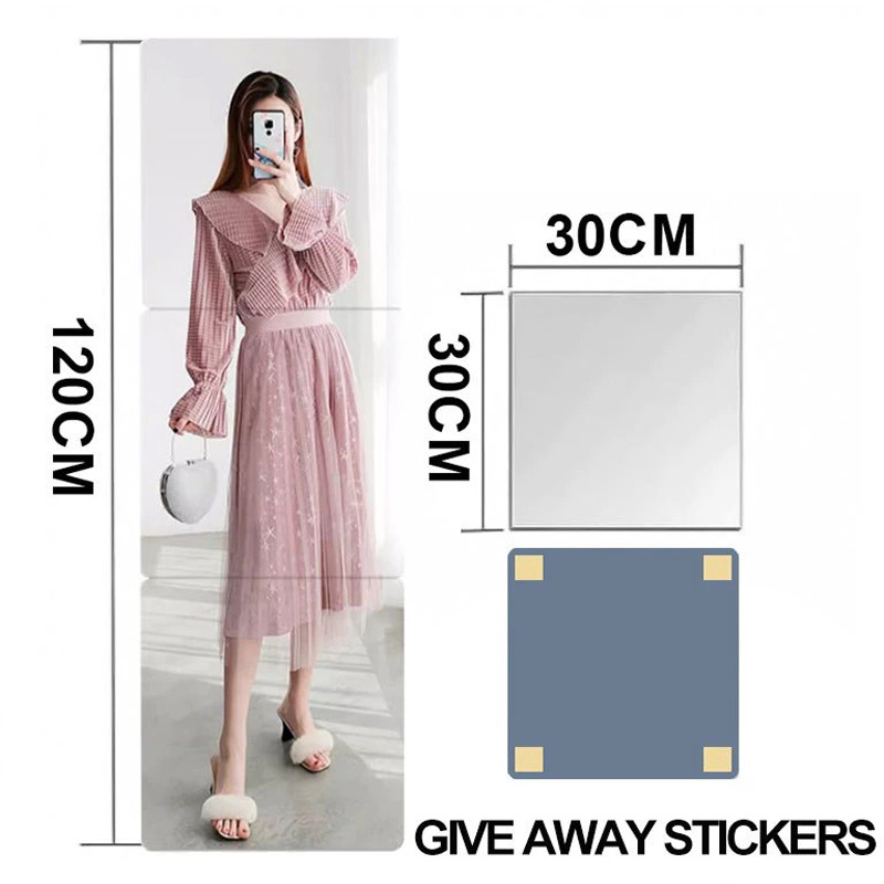 Bathroom Mirror Sticker Wall Acrylic Oval Vanity Mirror Adhesive For ...
