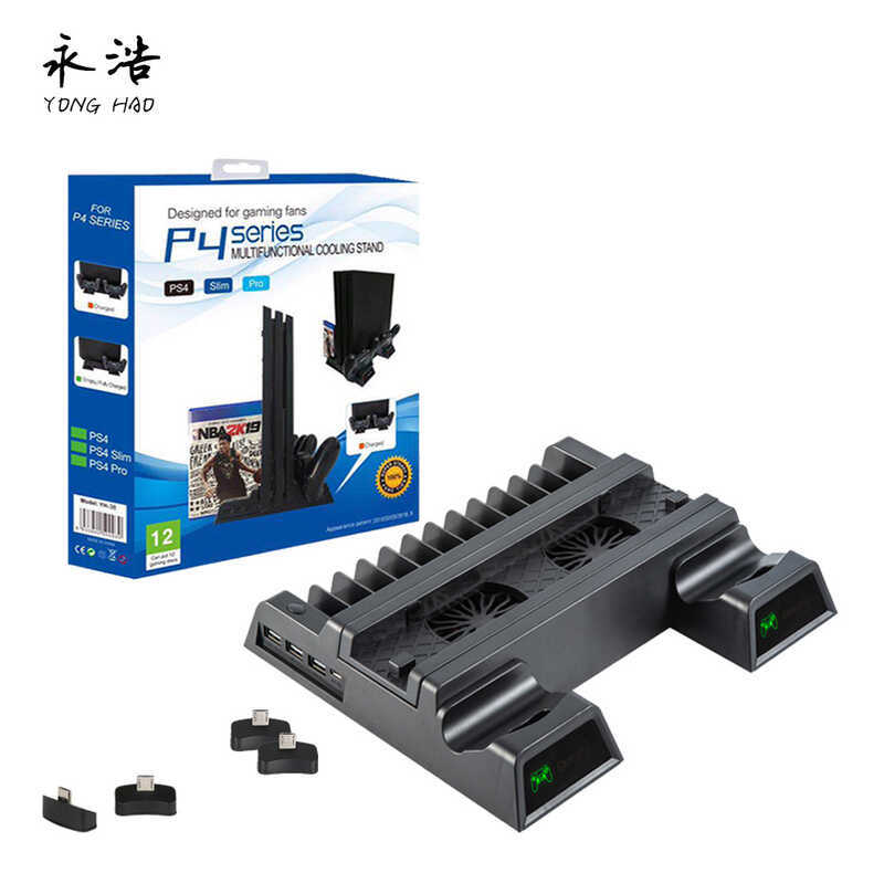 PS4/SLIM/PRO Multi-Function Stand Disc Rack PS4 Cooling Fan Base ...