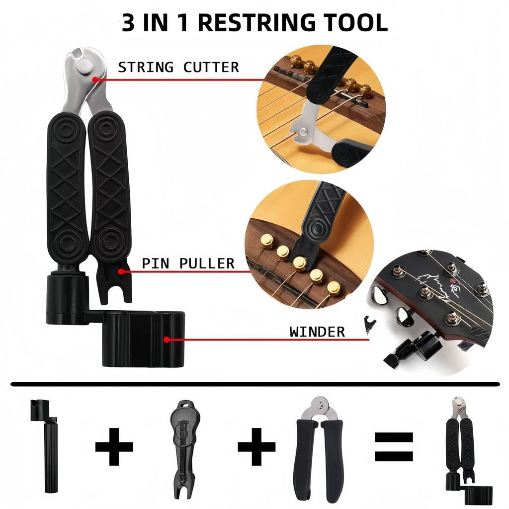 Guitar tool 66 PCs set changing kit strings pick Capo Winder & cutter ...
