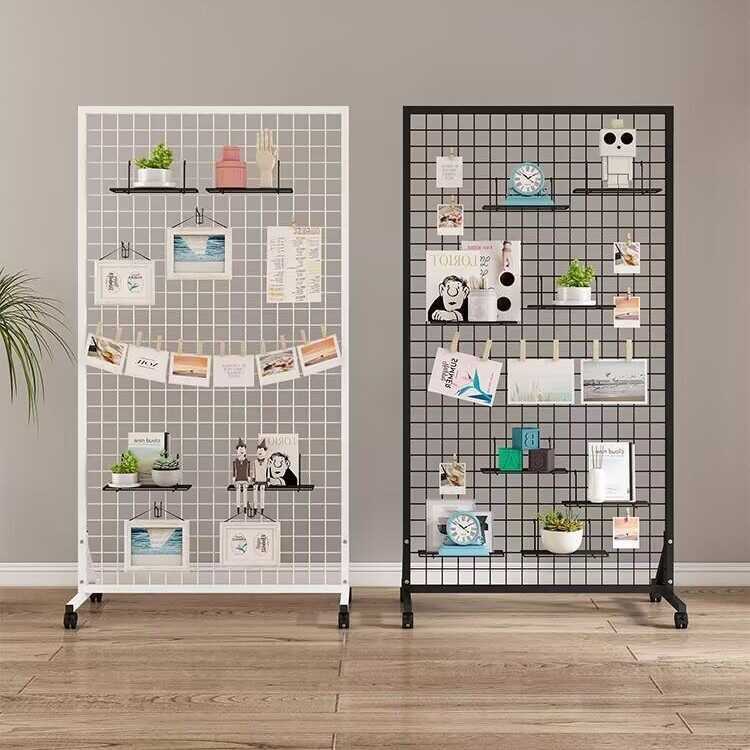 Grid Display Rack Floor-standing Mobile Shelf Wire Mesh School ...