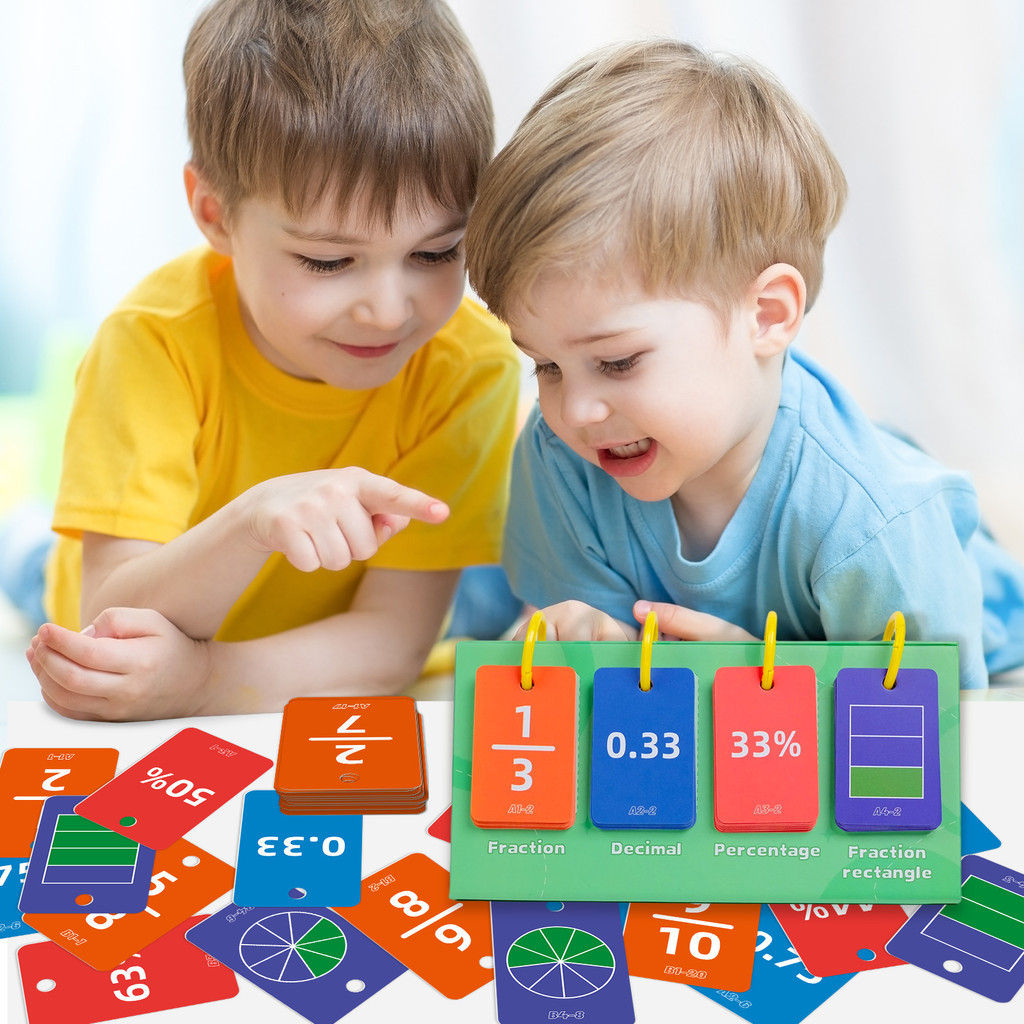 104Pcs Fraction Percentage & Decimal Educational Math Cards for ...