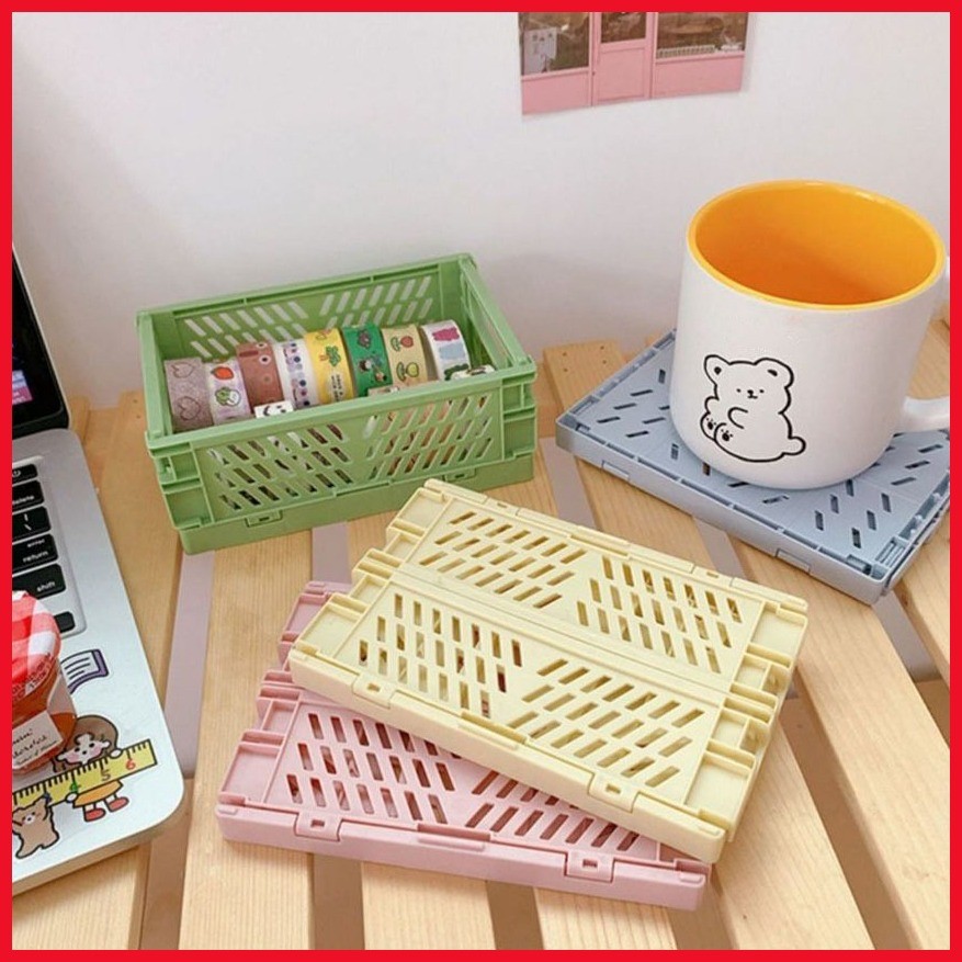 Creative Storage Box Korea Foldable Crate Tray Organize Desktop Rack ...