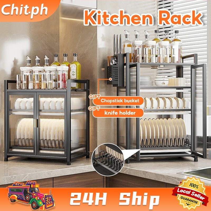 CHIT 2/3 Tier Dish Rack Kitchen Countertop organizer Cabinet Dish ...