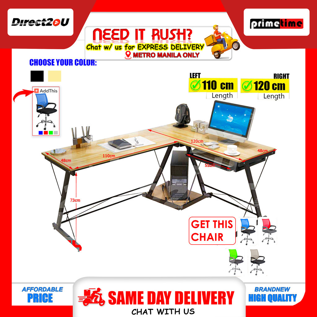 Primetime SOHO L-Shape Computer Table | Shopee Philippines