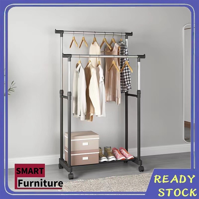 COD Double Pole Clothes Rack For Clothes Organizing Sampayan Double ...