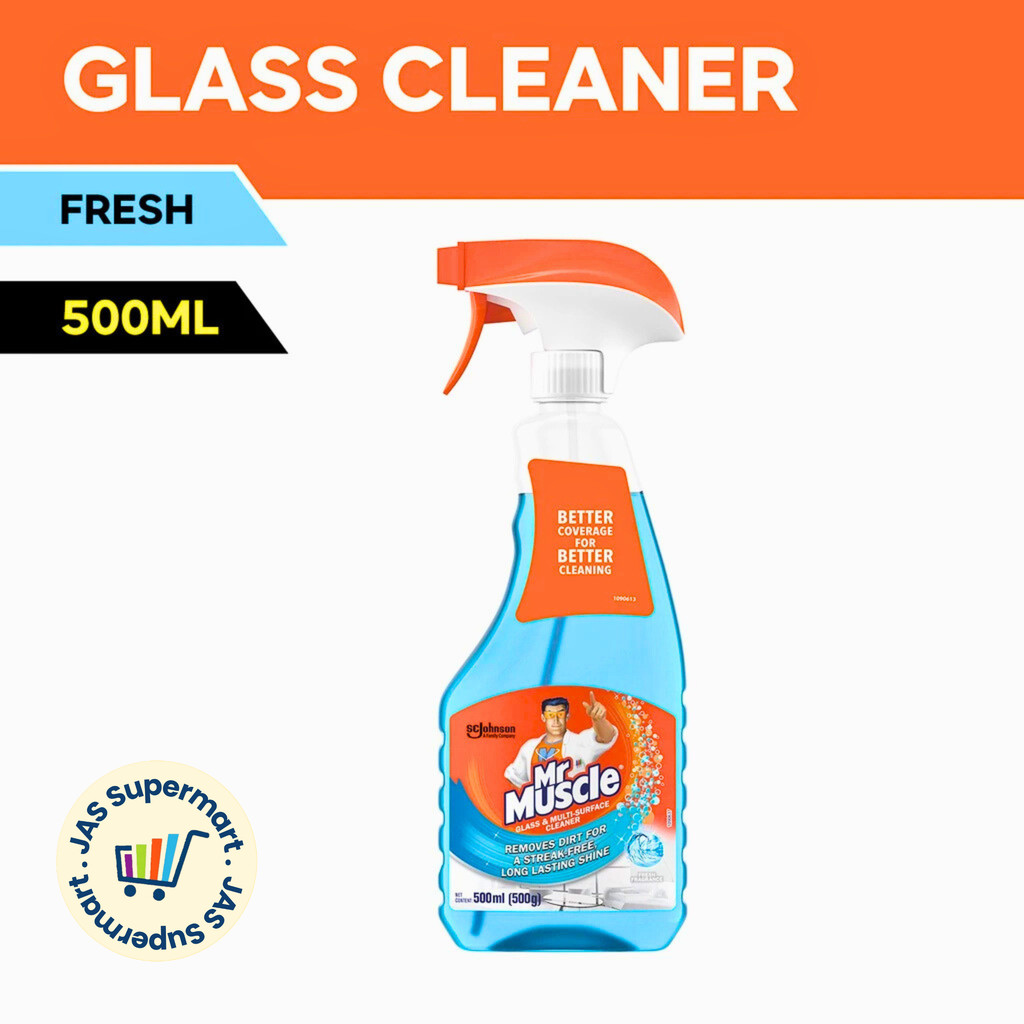 Mr Muscle Glass Cleaner 500mL Multi Surface Spray Streak Free Shine ...