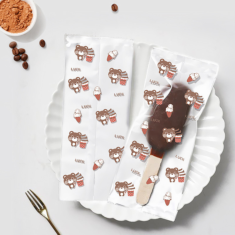 100pcs 8x19 CM Ice Cream Panda Fox Cute Plastic Bag for Seal Graham Bar ...