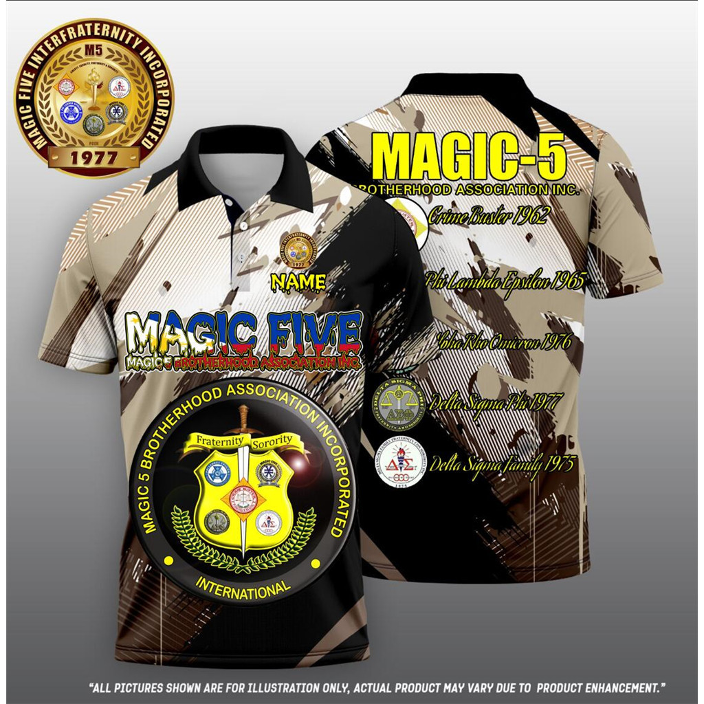 Magic 5 Fraternity and Sorority incorporated 3D Digital Printing Polo ...