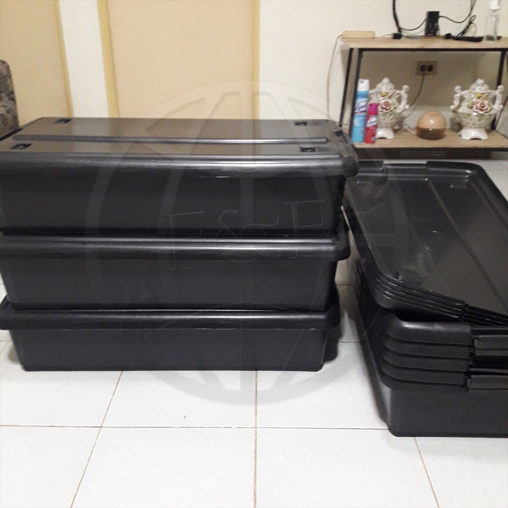 3pcs Bundle 40L Underbed Storage Box With Wheels And Cover | Shopee ...