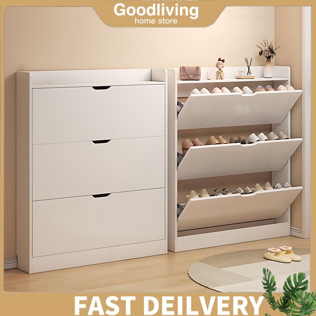 COD Shoe Rack Shoe Cabinet Wooden Flip Shoe Rack Cabinet Space Saving ...