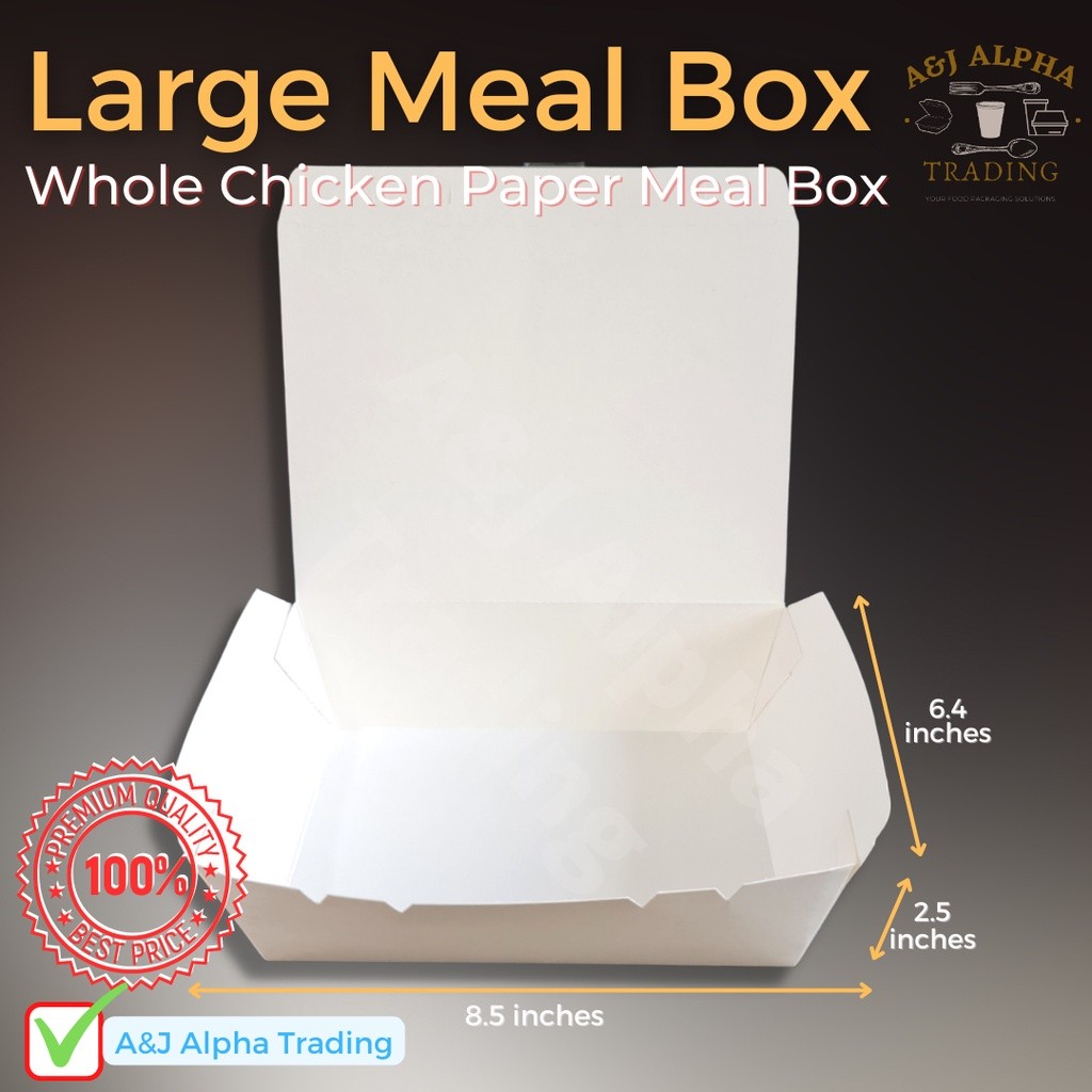 Whole chicken /Paper Meal Box 1500cc [White] Laminated 50pcs per pack ...