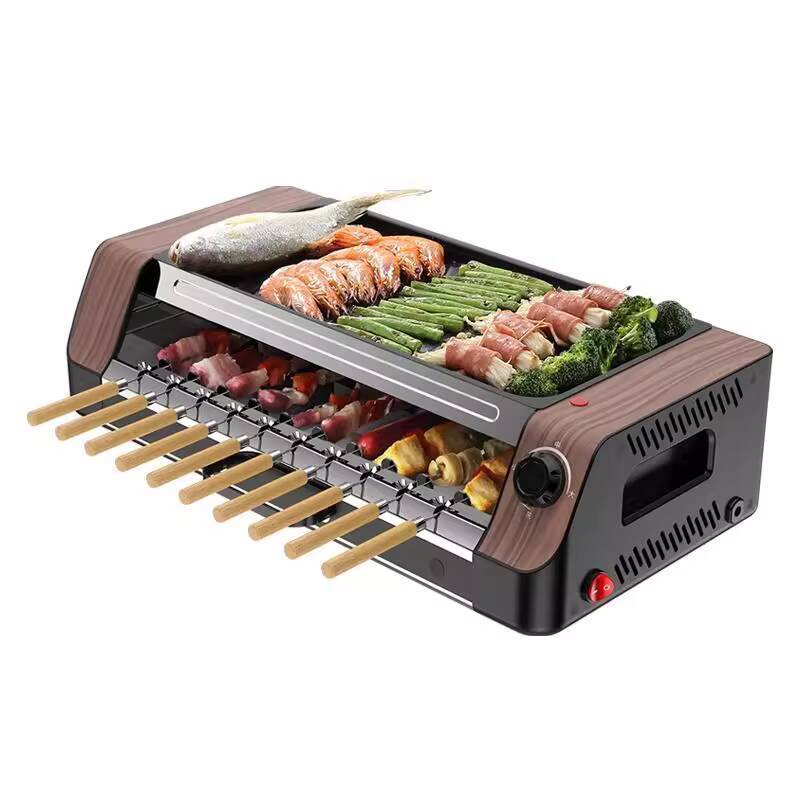 ☑♥ Electric Grill Electric Griddle Household Smokeless Double Layer ...