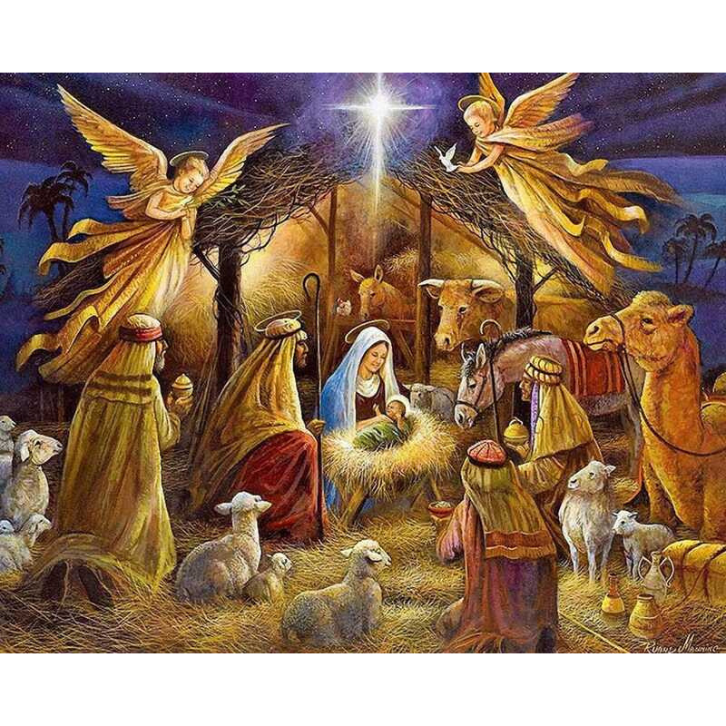 Nativity Scene Wall Art, Christ in a Manger, Jesus Christ, Mary ...