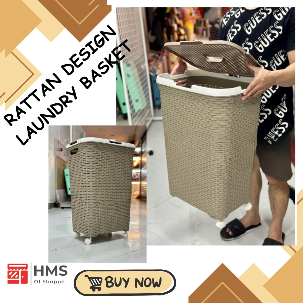 Elegant Aesthetic Rattan Cane Laundry Storage Basket - Large Size with ...