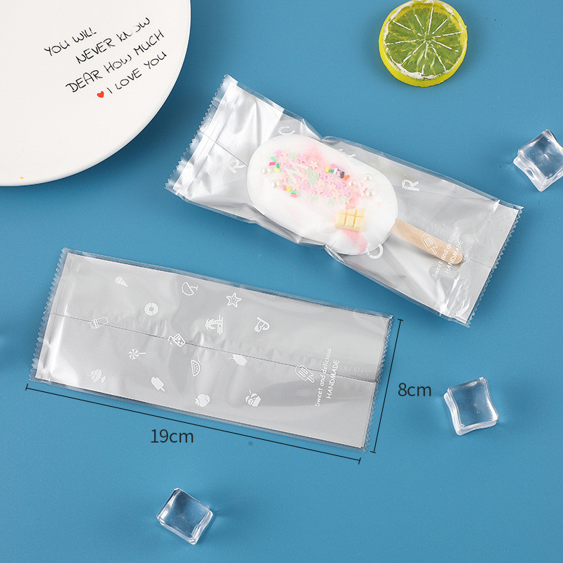 100pcs 8x19 CM Ice Cream Panda Fox Cute Plastic Bag for Seal Graham Bar ...