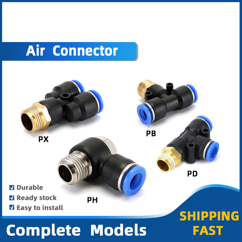 PB PD PX 3 way Thread Pneumatic Air Fittings T/Y type Quick Joint Hose ...