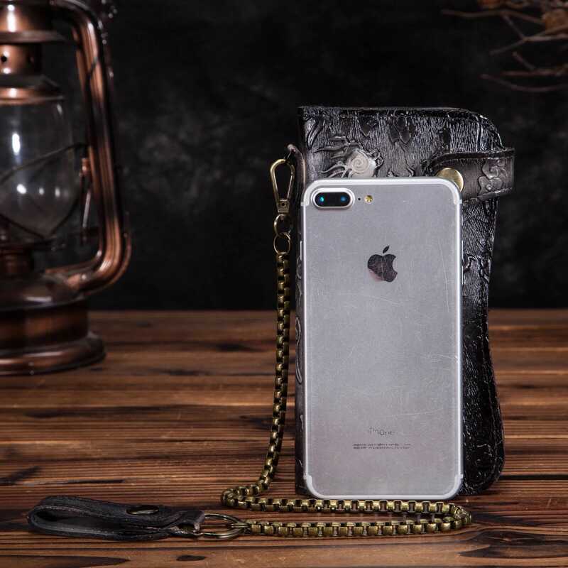 Famous Luxury Brand Male Natural Leather Design Dragon Emboss Checkbook ...