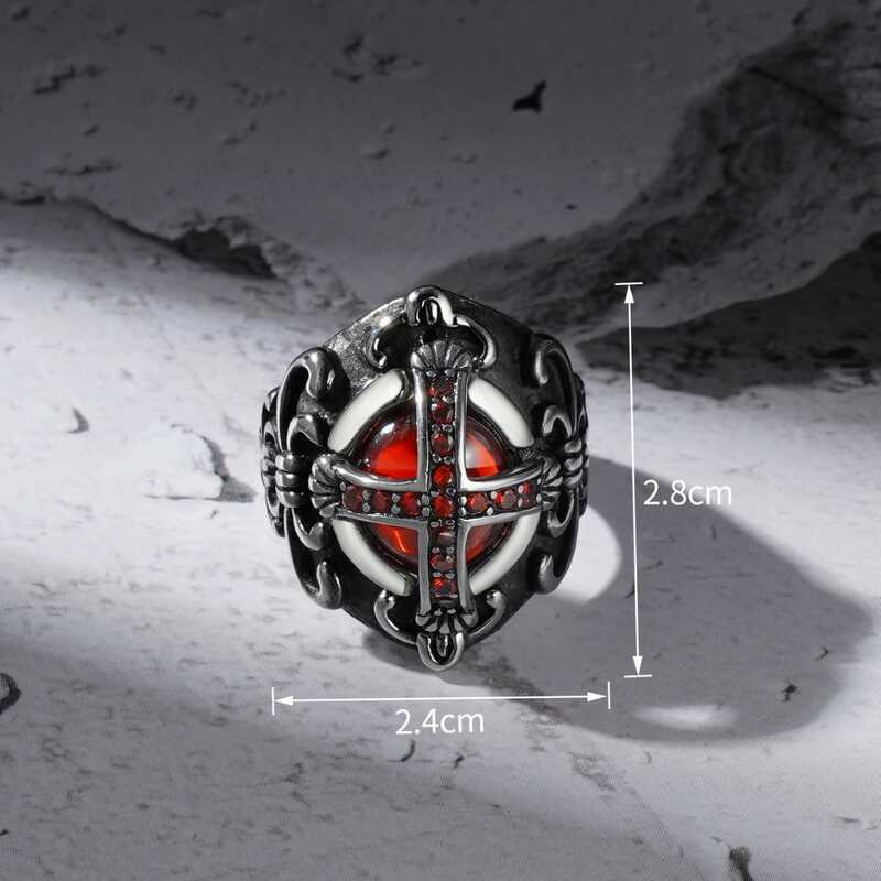 European And American Gothic Cross Ring Dominant Ruby Diamond Ring ...