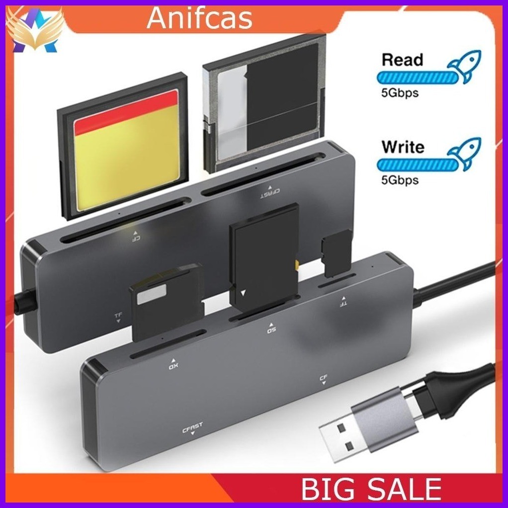 ANIFCAS 5 in 1 All In One Card Reader 5Gbps CFast+XD+CF+SD+TF Reader ...