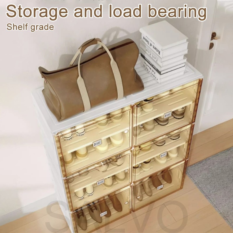 OLA Foldable Shoe Box Organizer shoe cabinet free installation Magnetic ...