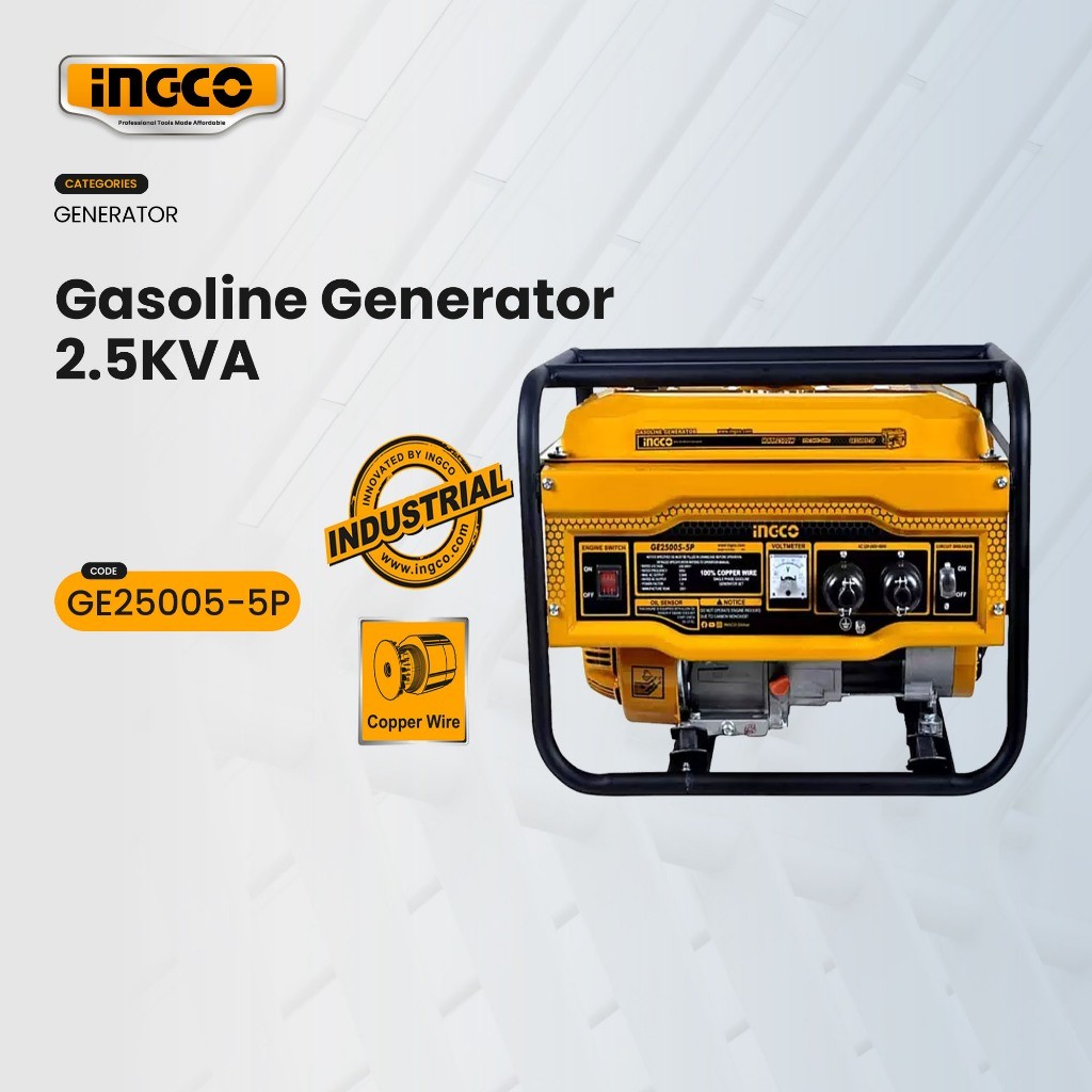 Ingco 15L Gasoline Generator Backup Power Supply 2.5KVA Air Cooling ...