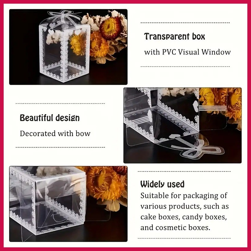 § ♣ 10pcs Transparent PVC Gift Box With Ribbon For Wedding Gift Box ...