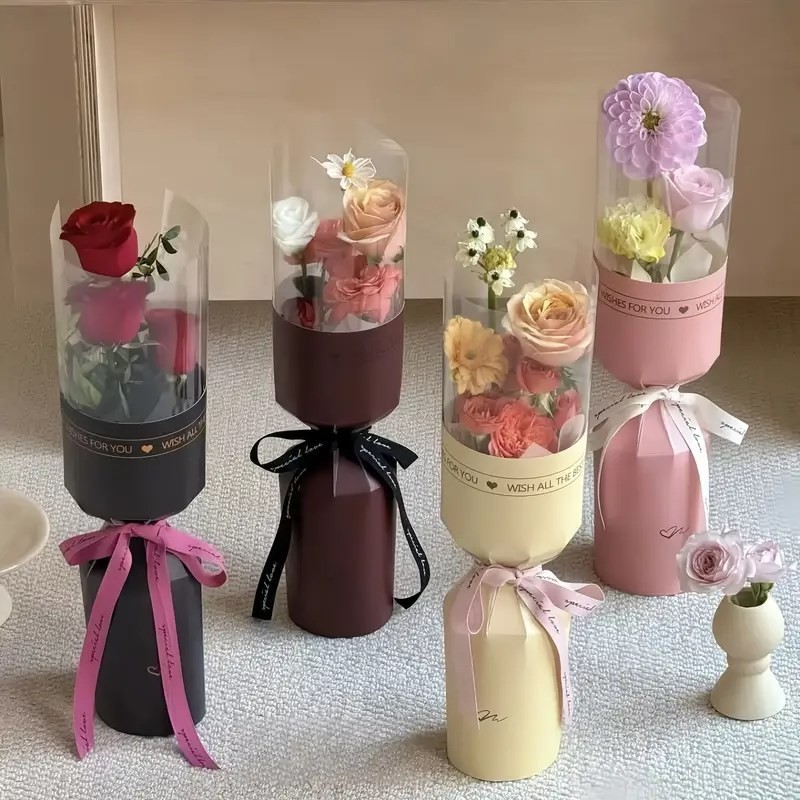 30pcs Round Flower Wrapping Paper Clear Plastic Single Flower Wrapping ...