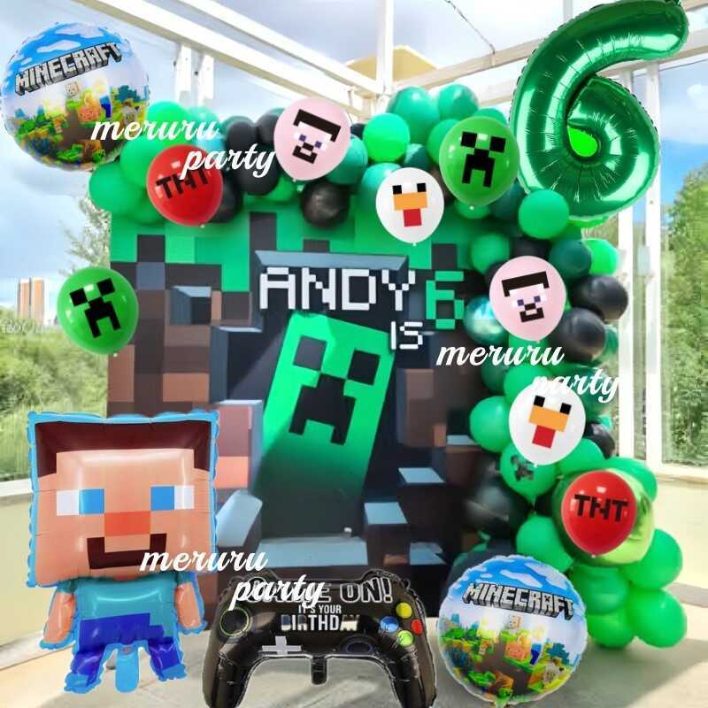 Minecraft Theme Balloon Garland Set Cartoon Steven Vedio Game Handle ...