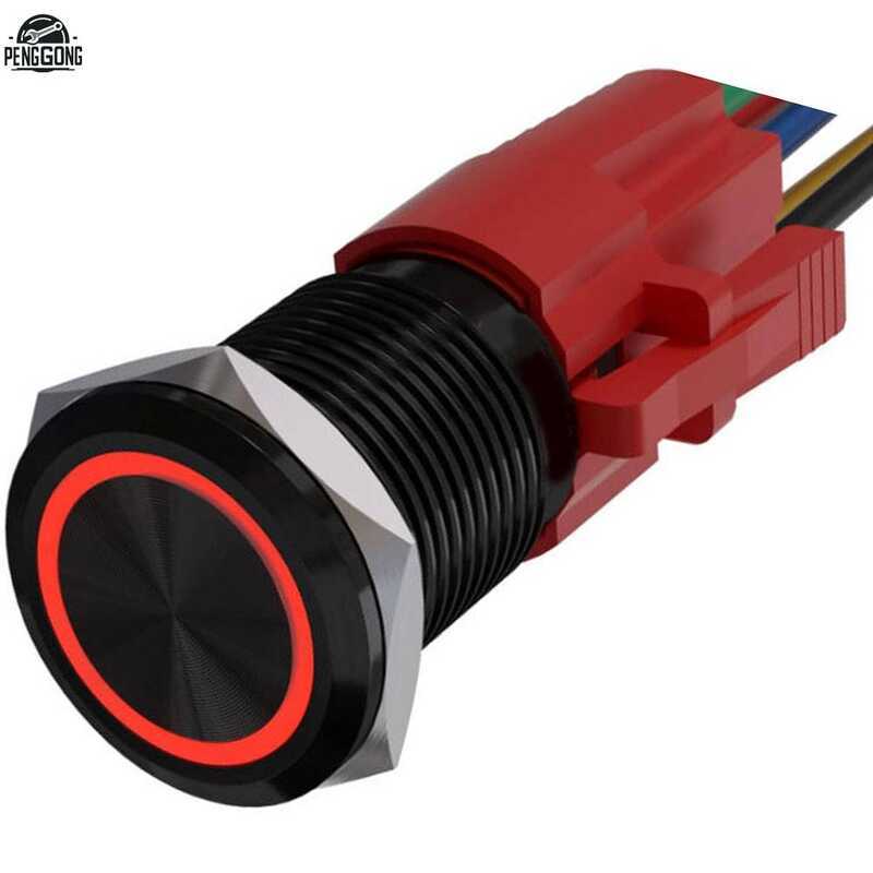 HOMETOOL Self Locking 16Mm Metal Push Button Switch With LED Light 12V ...