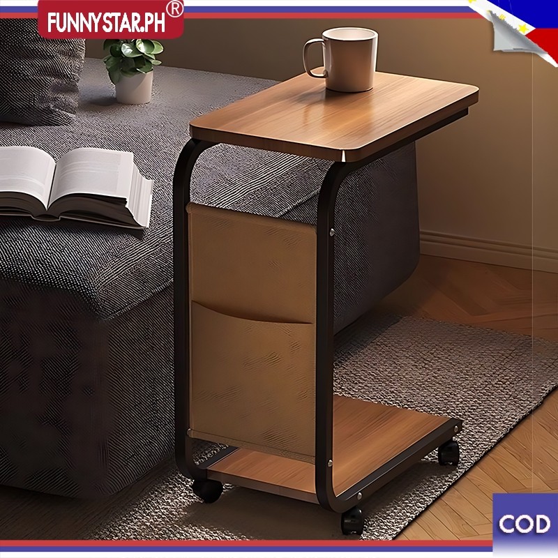 Nordic Movable Sofa Side Table Bedroom Coffee Table Portable Bed Side ...