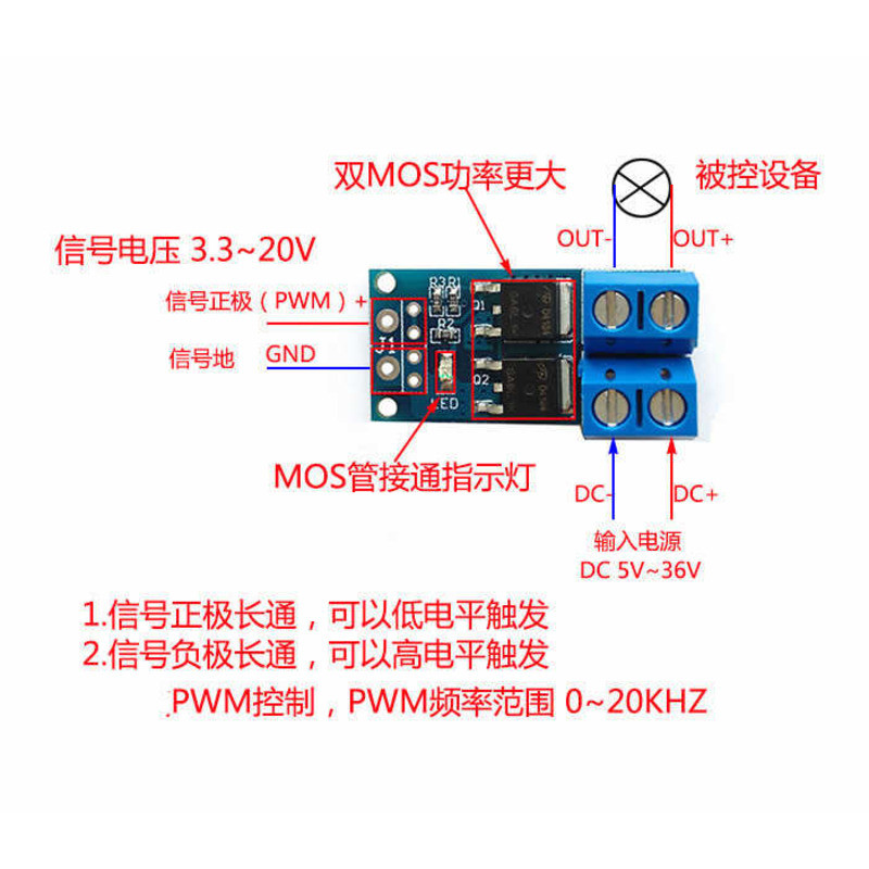 High Power MOSFET FET Trigger Drive Module PWM Regulation Electronic ...